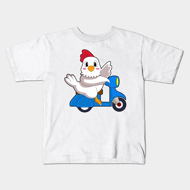 Chicken Scooter Kids T-Shirt by Markus Schnabel